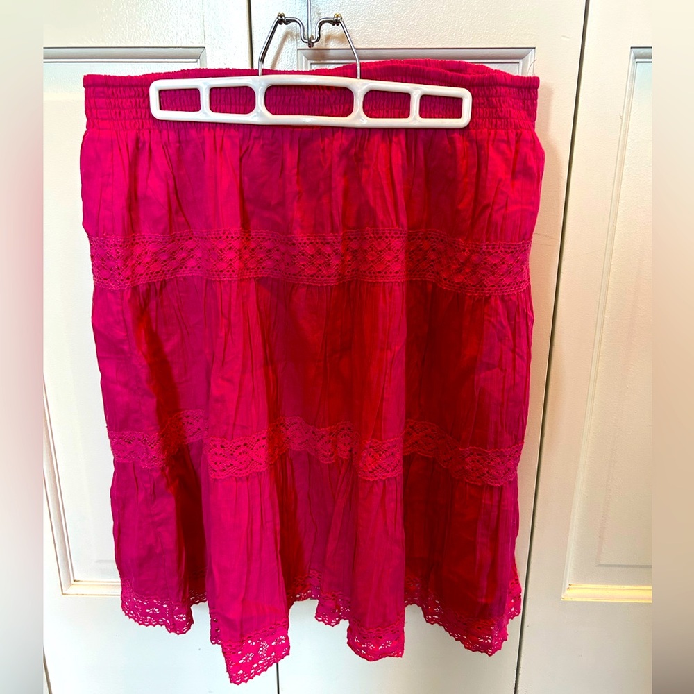 Garnet Hill Women’s Gauze Skirt - Size XL - Hot Pink